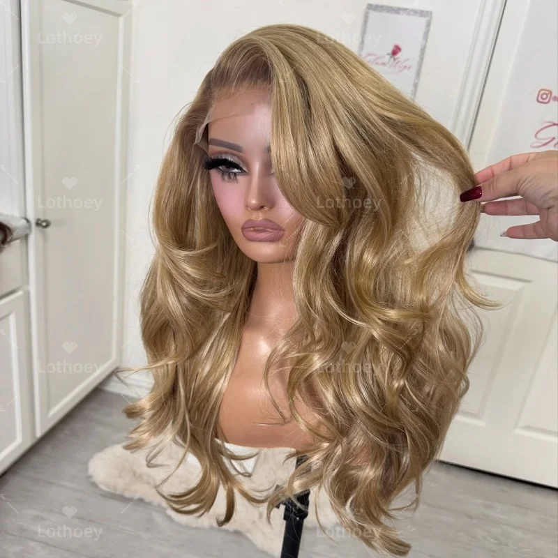 옴브레 허니 골든 블론드 바디 웨이브 체스트넛 브라운 루즈 웨이브 13x4 레이스 프론트 100% 인모 가발 프리플럭 풀 레이스
