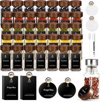 12/24/35 PCs Acacia Wood Spice Jar Lid Square Set 120ml Glass Spice Jar with Spice Label