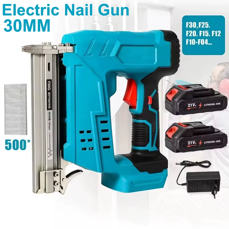 F30 30MM Akku-Nagelpistole Kabelloser Tacker Lithium-Batterie Nagelgerät Holzbearbeitungs-Elektrowerkzeug für Makita-Akkus