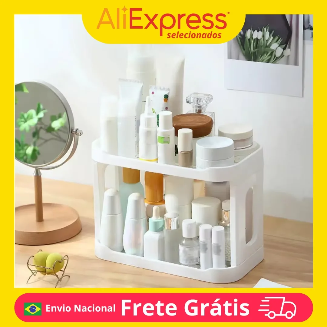 Mini Prateleira Organizadora De Mesa Cosméticos Multifuncional Armazenamento Maquiagem Acessórios Higiene Beleza Frascos e Potes