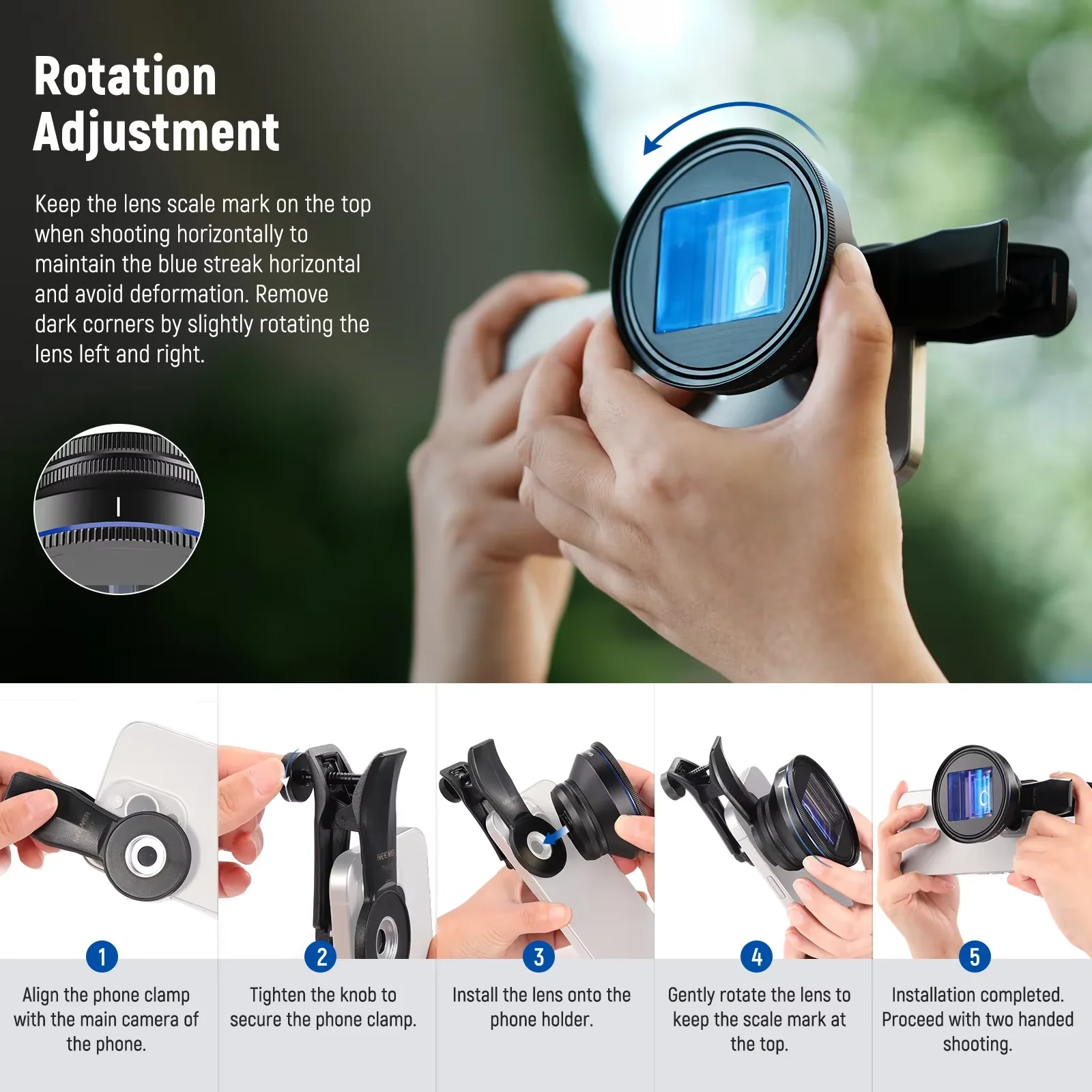 الأصلي NEEWER LS-43 PRO 1.55x الأزرق مضيئة عدسة غير متبلورة مع 17 مللي متر موضوع الهاتف المحمول عدسة تكبير عدسة لصانع الأفلام صانع الفيديو #4