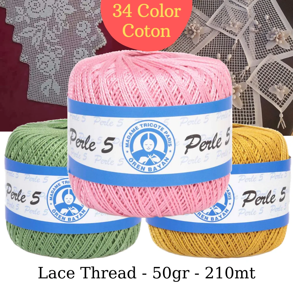 Lace Crochet Thread Cotton Lace Yarn Summer, Fine Yarns For Hand Knitting, Madame Tricote - 34 Color Options 50 Gr - 210 Mt - Tablecloth  - Curtain - Bikini - Blouse - Canvas, Made In Turkey