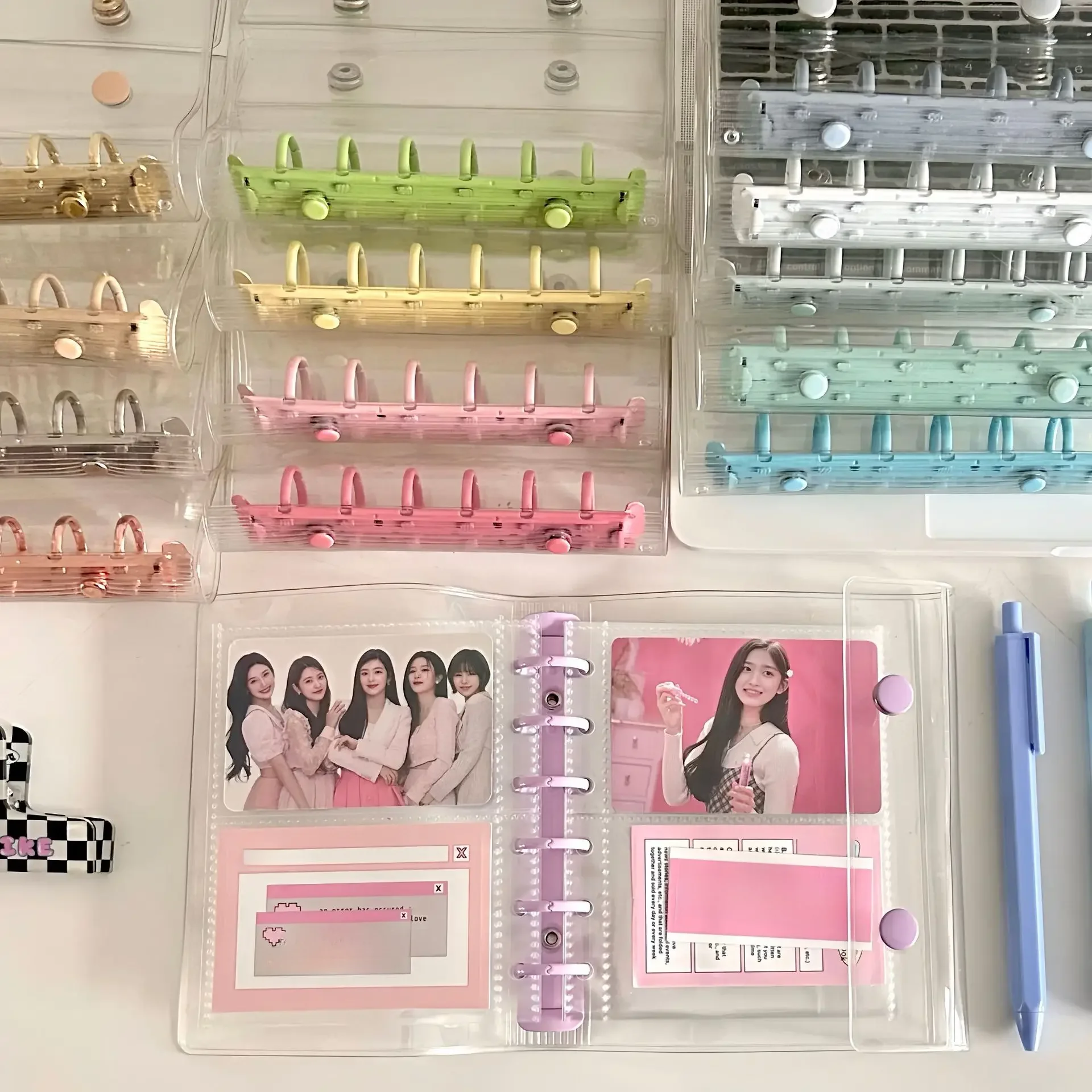 A7 élargi Double bouton Transparent PVC couverture souple classeur couverture Journal carnet de croquis accessoires Journal fournitures de bureau