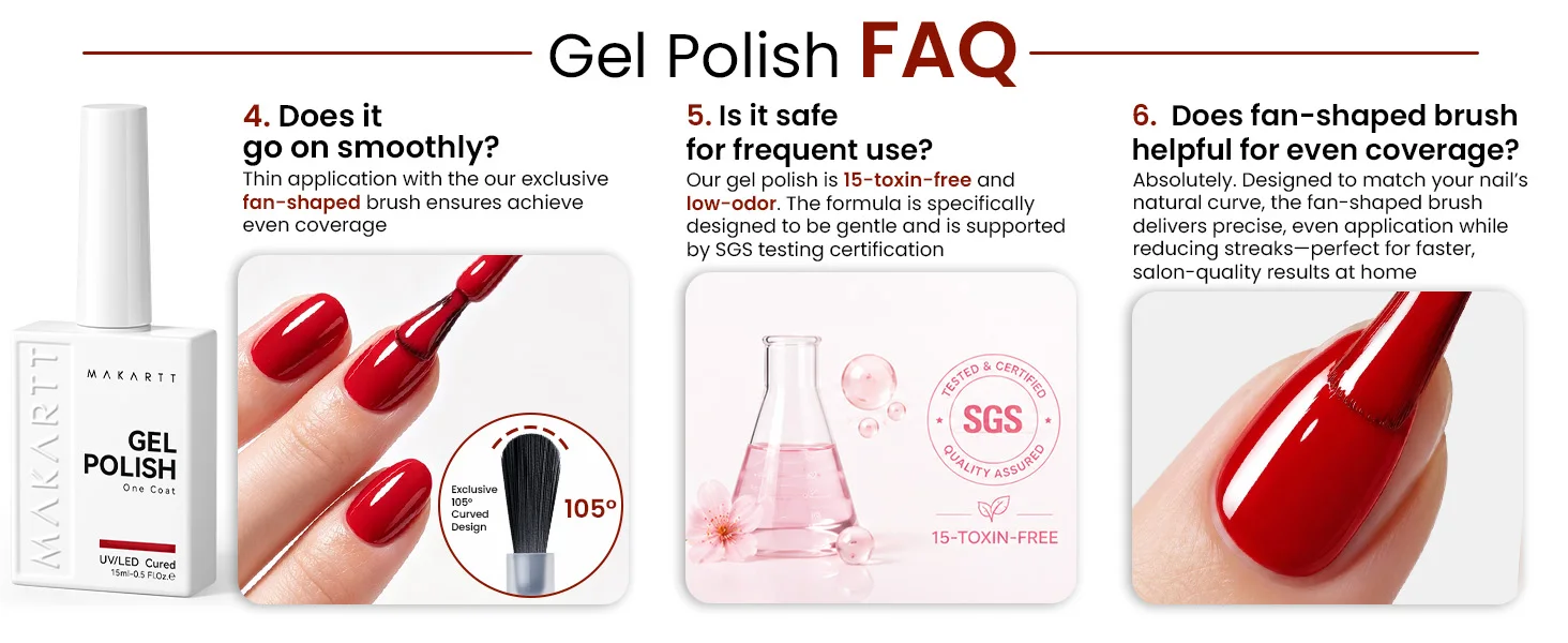Makartt 15ml Gel-Nagellack One N'Done Ultra-Pigmentiert Einlagiger Hochglanz Keramikglanz UV-Nagelkunst Maniküre DIY Salon Rosenrot – Detail 13