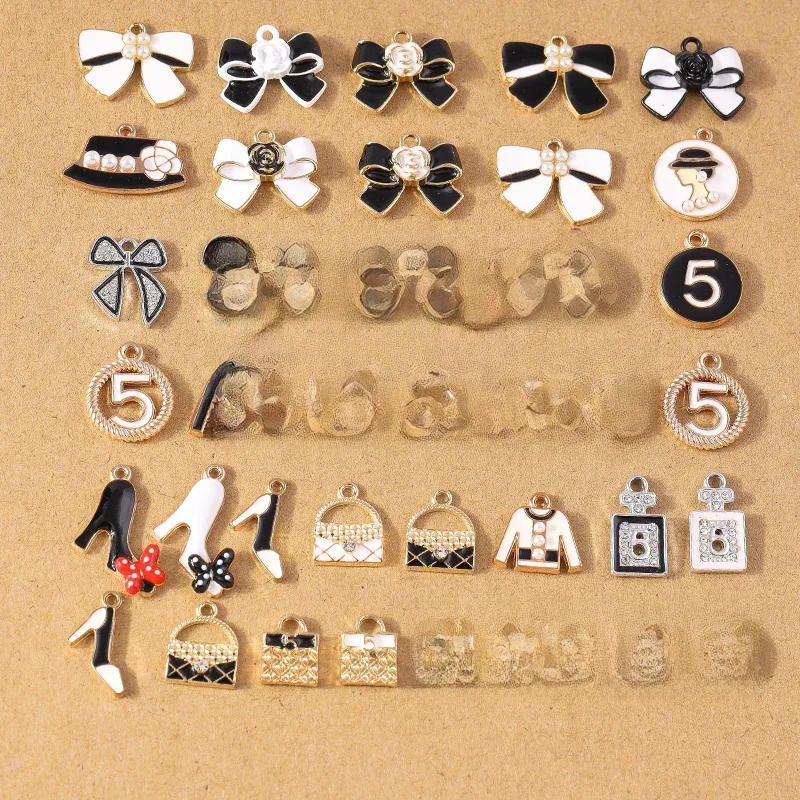 10 pièces émail strass parfum sac à main roue haute breloques pendentifs pour la fabrication de bijoux boucles d'oreilles collier bracelet à bricoler soi-même accessoires