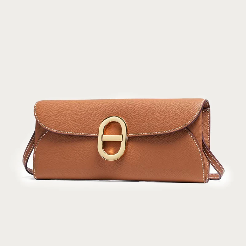 Genuine Leather Pig Nose Design WOC Wallet for Women Ladies' Palm Grain Cowhide Clutch Handbag Luxury Designer Small ShoulderBag