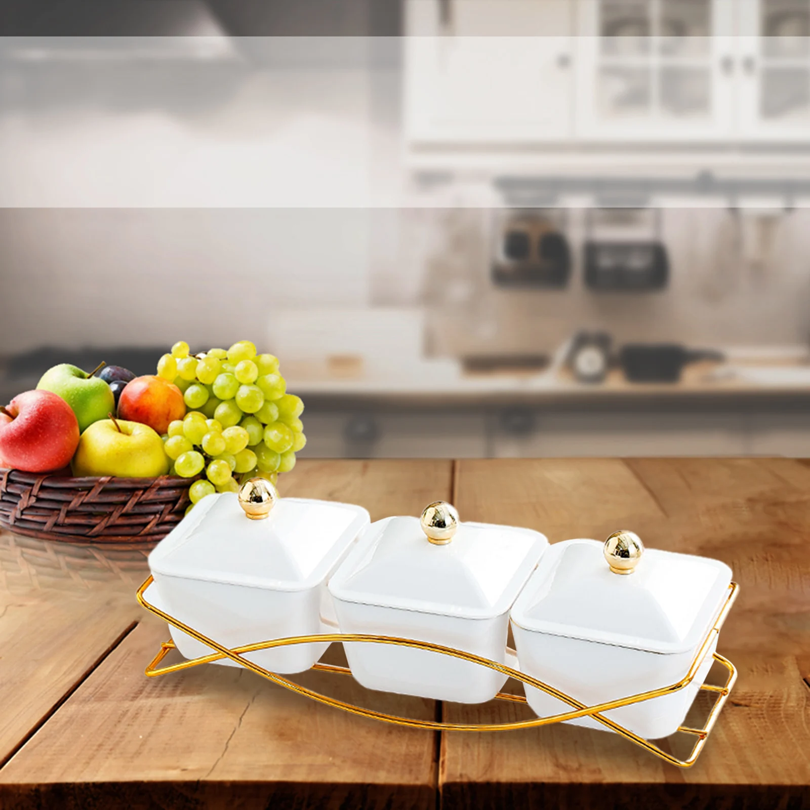 Dessert Dividing Plate with Lid Storage Container Divided Snack Serving Bowls for Appetizer Home Party Sweet Cookies Nuts