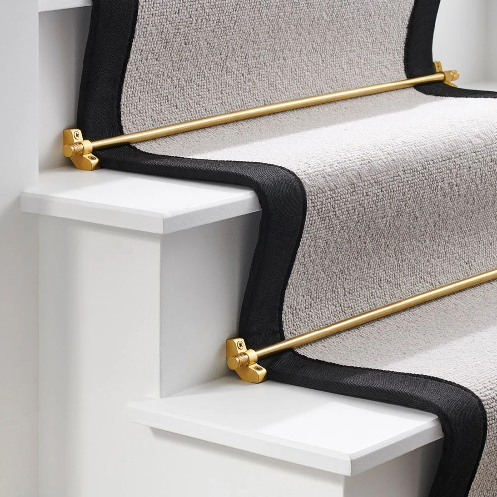 Custom Black Luxury Solid Brass Knurled Stair Rail Lever Copper Rod for Easy Carpet Installation CNC Machining