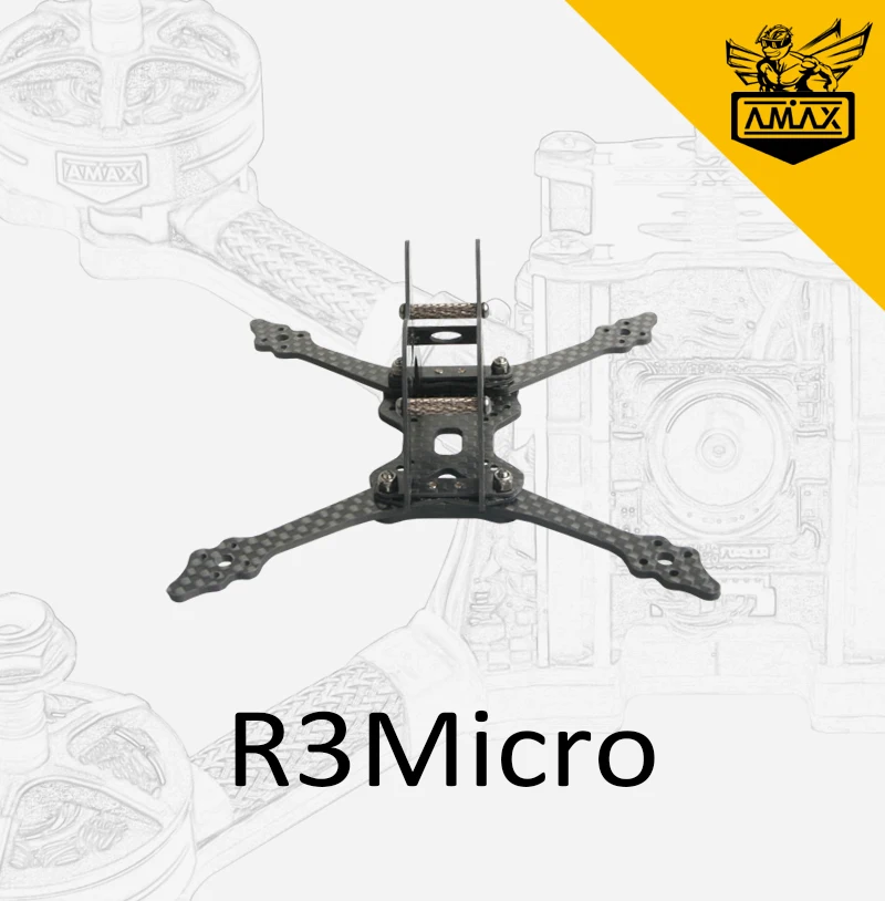 خفيفة الوزن مسواك بدون طيار إطار الكربون ، FPV ، نانو RC نموذج سباق كوادكوبتر عدة ، طائرة اماكس ، جودة عالية ، 3 بوصة R3Micro #2