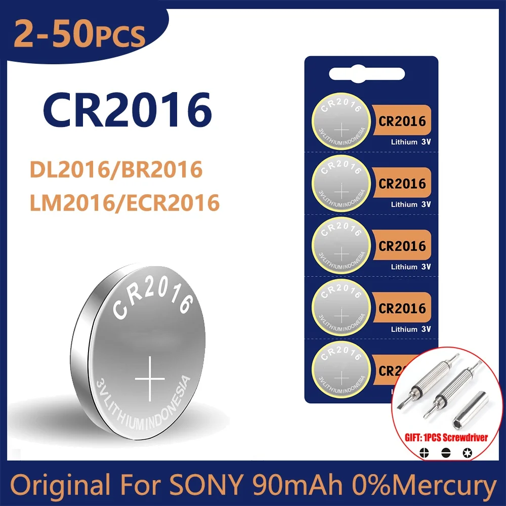 Original For Sony CR2016 Button Batteries LM2016 BR2016 DL2016 Cell Coin Lithium Battery For Watch Electronic Toy Calculators