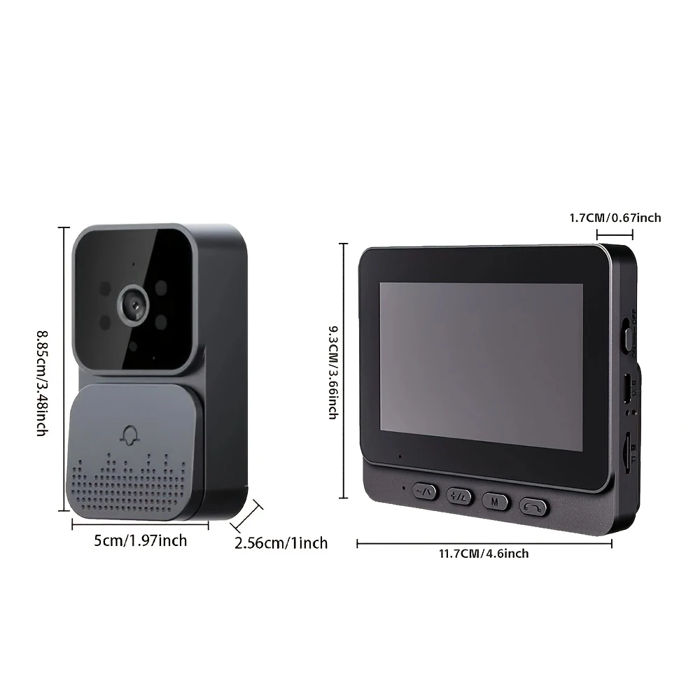 4.3 Inch Wireless Video Doorbell Camera HD Monitor 2.4GHz WiFi Two Way Audio Night Vision No App Required 32GB 64GB