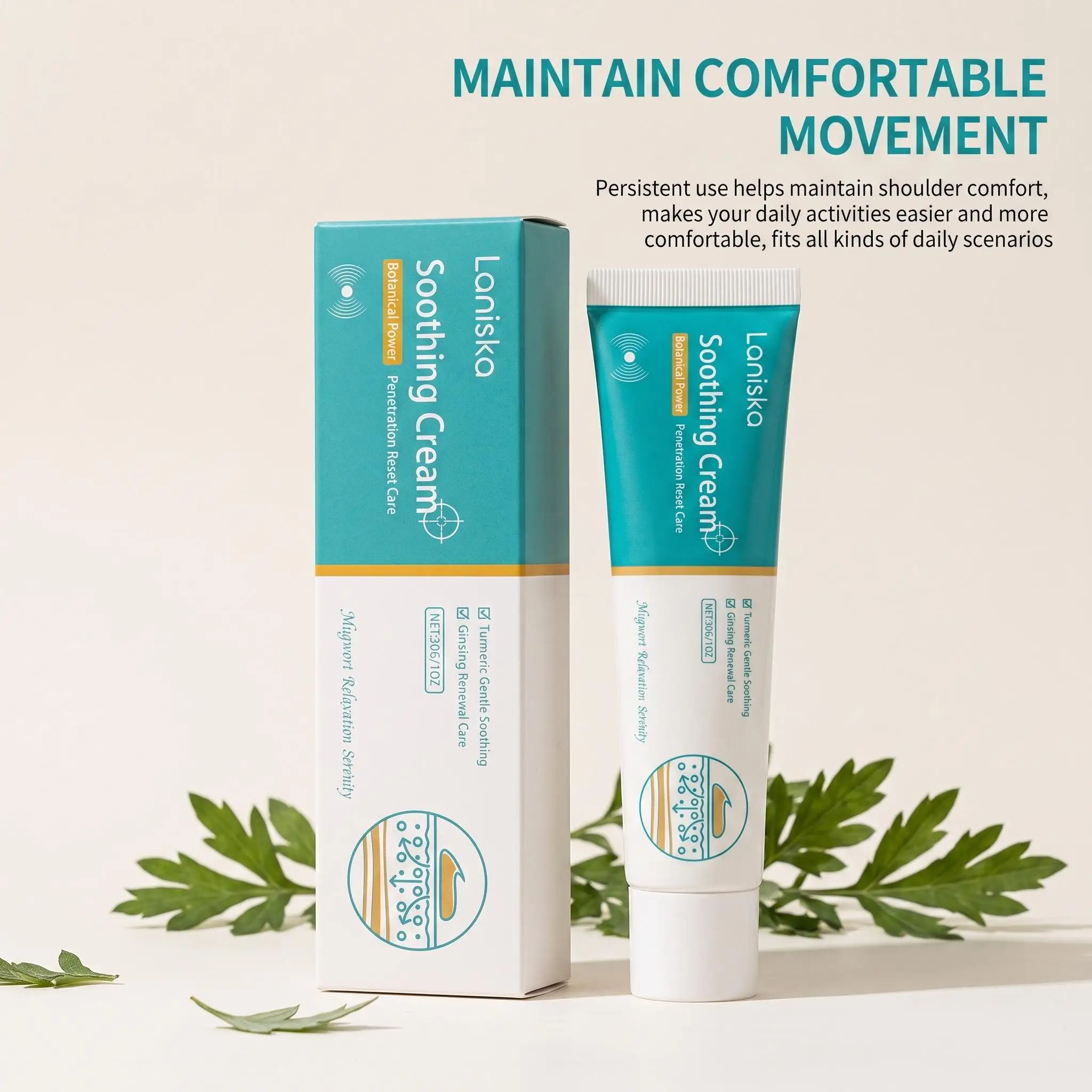 Laniska Shoulder Relief Cream Eliminate Soreness Discomfort Penetrate Soothing Moisturizing Non Greasy Herbal Cooling Body Cream