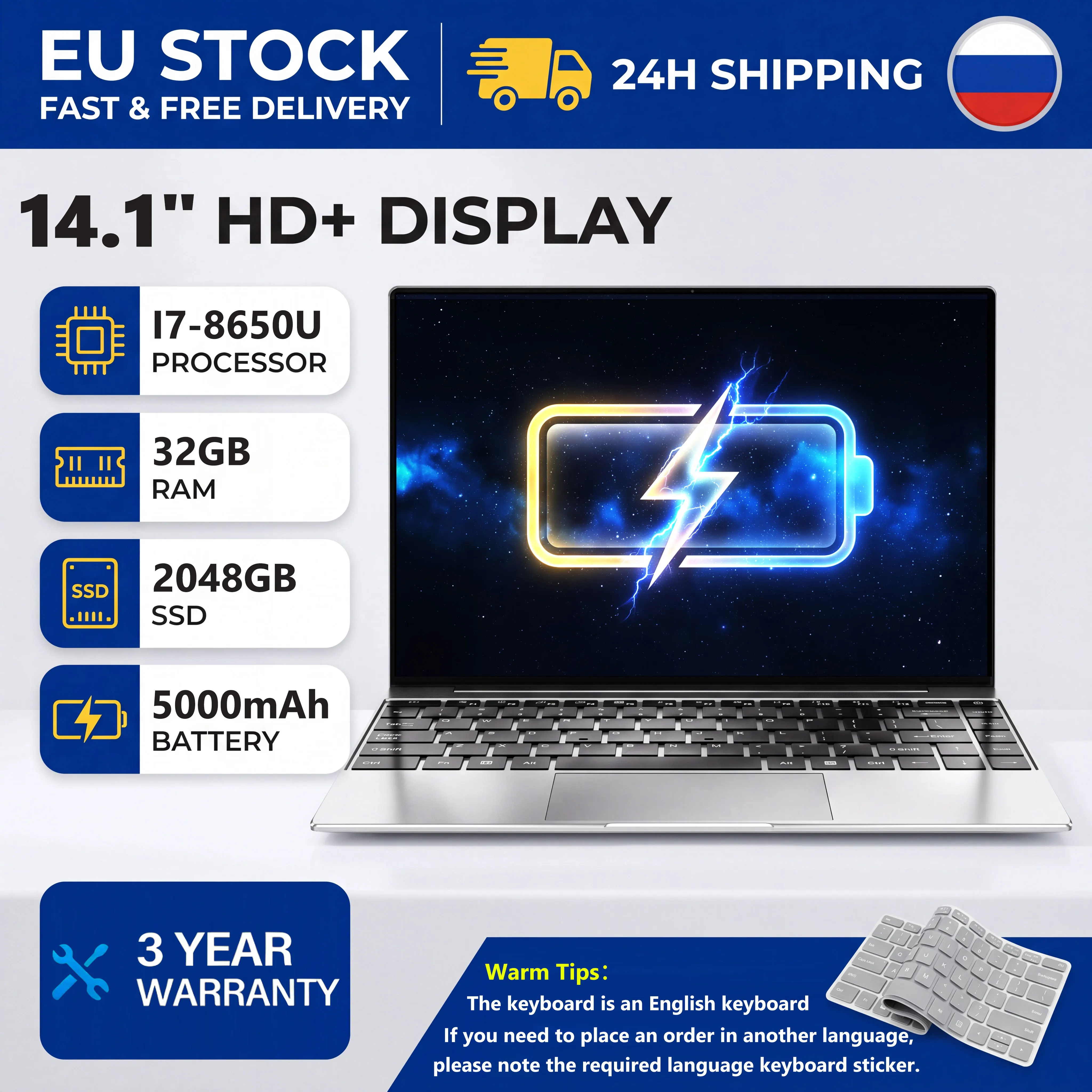 Ordinateur portable 14,1'' Windows 11 Intel Core i7 8650U 32 Go 512 Go 1048 Go 2026 – PC portable de bureau avec déverrouillage par empreinte digitale