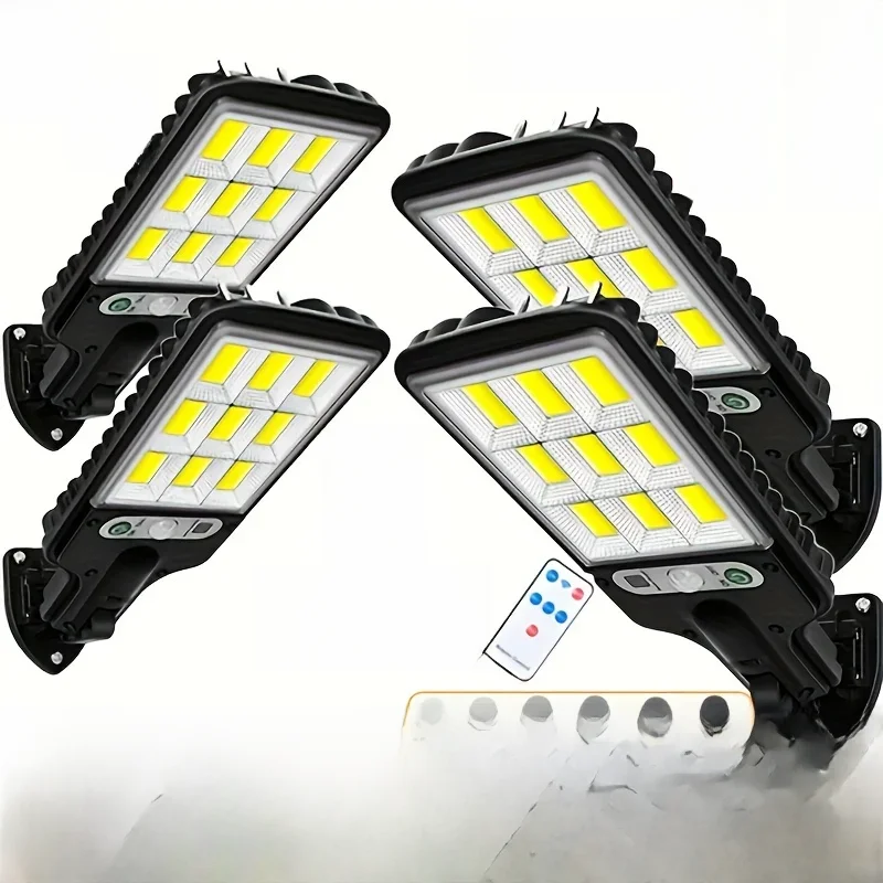 Waterproof Security Solar Lamps para Jardim, Street Lamp, Controle remoto, Modos de luz ao ar livre,