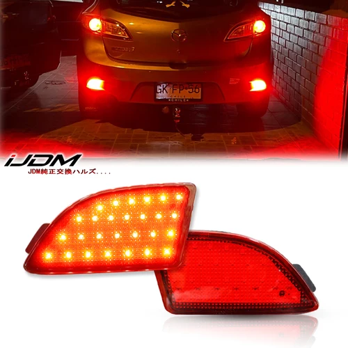 Imagen 1 del producto Reflector de parachoques trasero LED, luz de freno trasero para Mazda 3 Axela BM BL 5D, función de Hatchback como luces antiniebla traseras, freno y traseras, 2 uds.