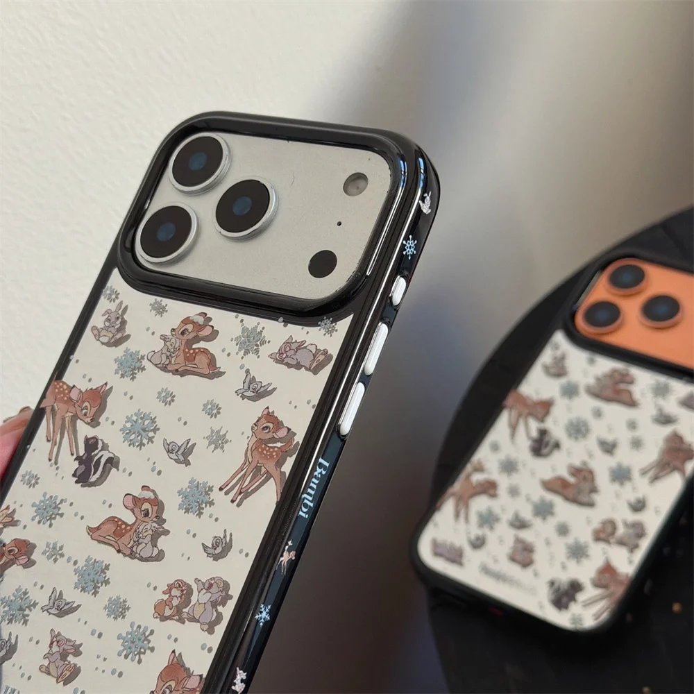 TNew Cute Mirror Christmas Snowflake Bambi Package, Suitable for iPhone 17pro/13/14/15/16 Pro Max Anti Drop Version view 5