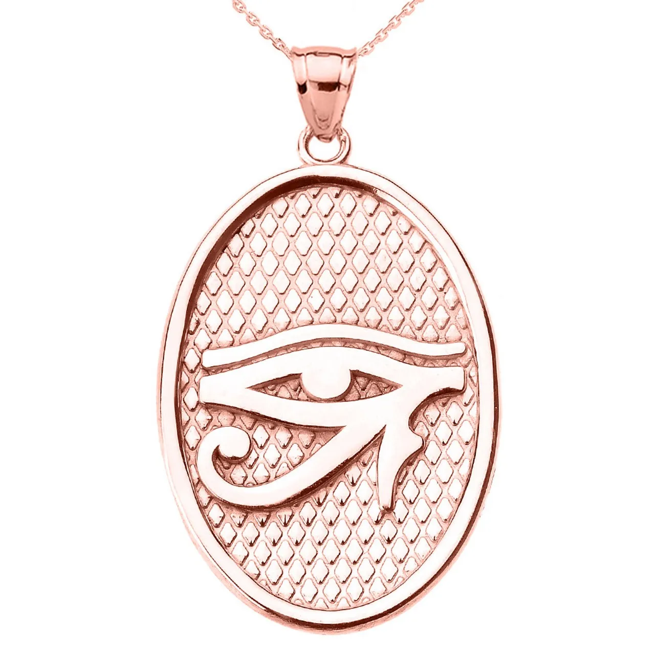 3D Gold Egyptian Eye of Horus Wedjat Oval Amulet Pendant Necklace Custom Name on the Back Gift for Her Luxury Jewelry