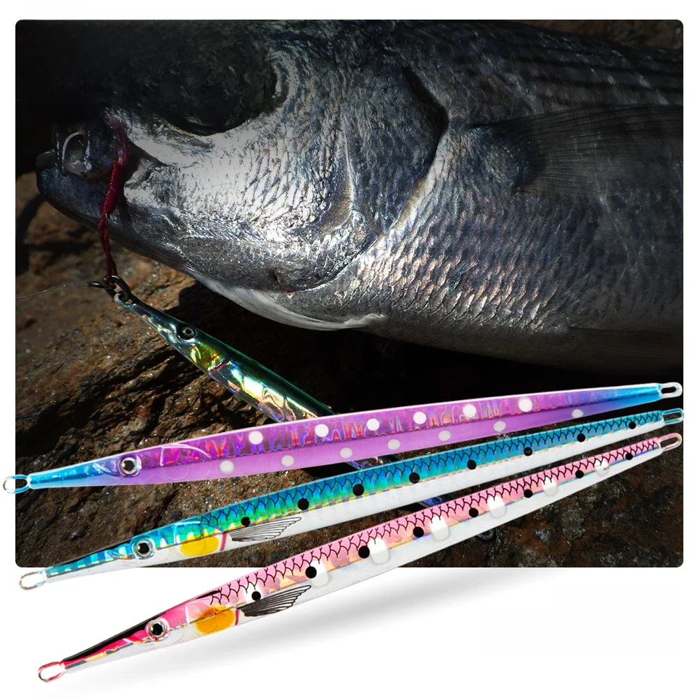 Hunthouse Metal Needle Jigging Fishing Lure Tonąca twarda przynęta 140mm/36g 160mm/56g Wolno rzucana przynęta słonowodna na tonę i okonie — zdjęcie 2