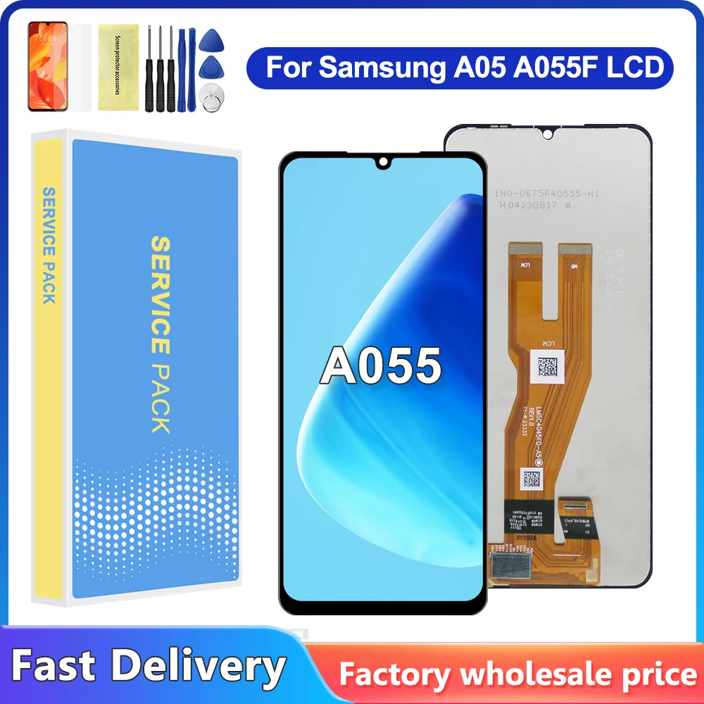 Tested For Samsung A05 Display Touch Screen With Frame Digitizer Assembly For Samsung A055F A055M SM-A055F/DS LCD