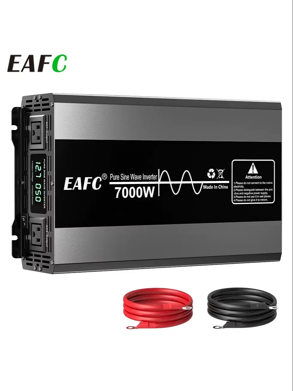 Eafc 4000W/5000W/7000W Reiner Sinus-Wechselrichter DC 12V zu AC 220V Spannungswandler 50Hz Digitalanzeige