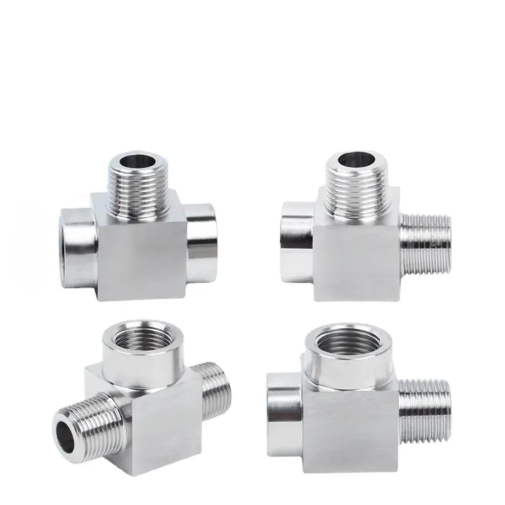 1/8" 1/4" 3/8" 1/2" BSP NPT Trójnik żeński męski 3-drożny Złącze rurowe ze stali nierdzewnej 304 Blok rozdzielacza Wysokie ciśnienie — zdjęcie 2