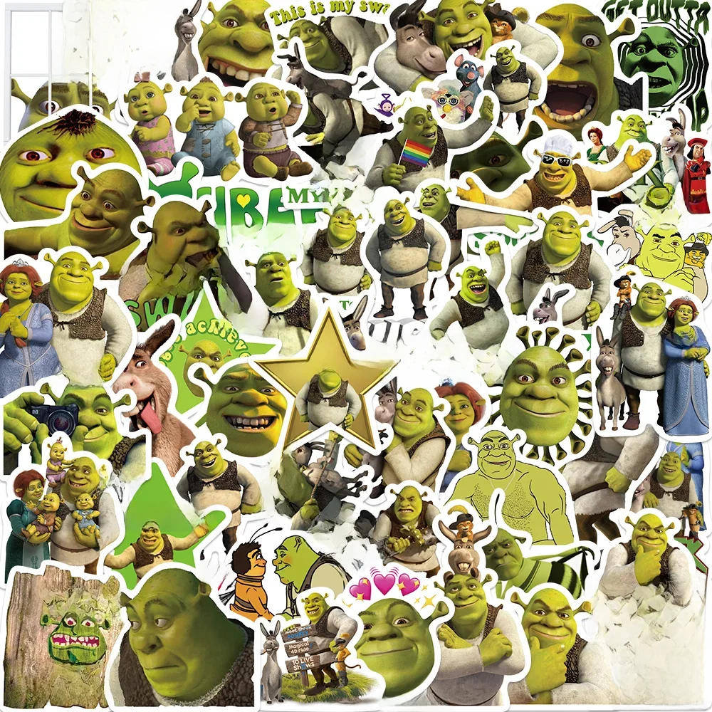 52 pièces dessin animé monstre Shrek Graffiti autocollant bricolage valise ordinateur portable valise guitare étoile autocollant étanche décalcomanies