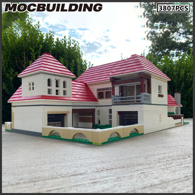 Moc Building Block House Model Villa Residence DIY Brick Landscape Series Collection Toys Birthday Gifts Playsets Xmas Present