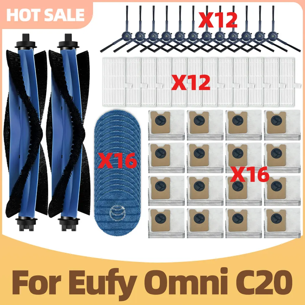

Compatible For Eufy Omni C20 Vacuum Parts Main Side Brush Filter Mop Cloth Bag Replacement Accessories