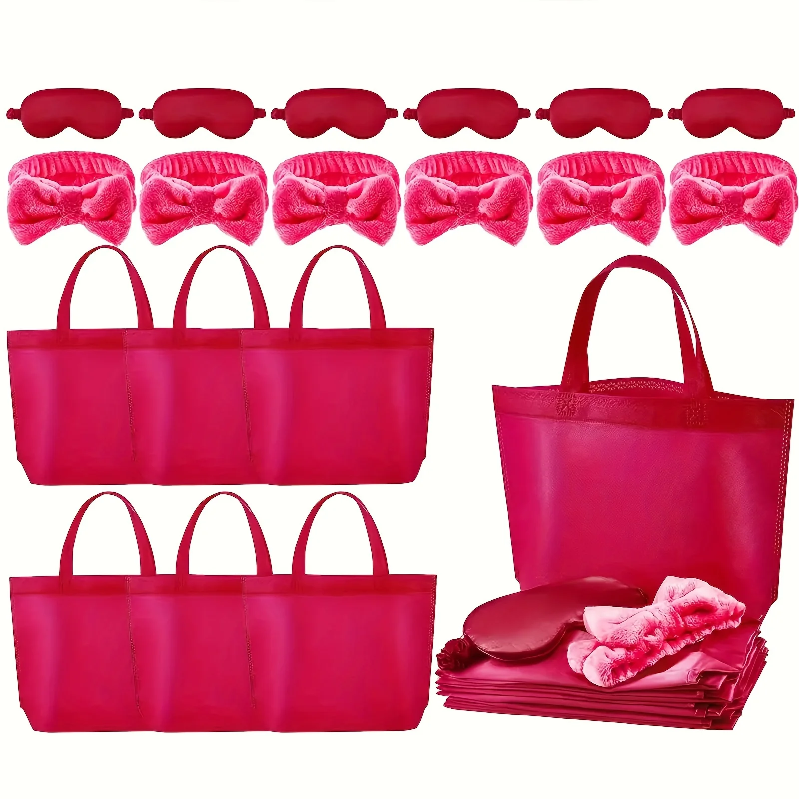 Spa Party Supplies Set 6 Tote Bags + 6 Headbands + 6 Spa Eye Masks Hair Salon Party Gifts Accompanying Gifts