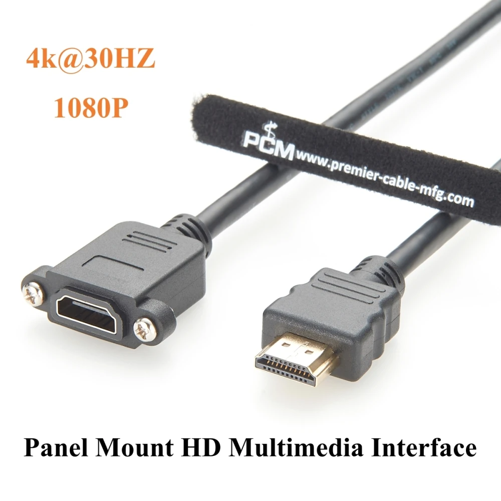 

Screw Panel Mount HD Multimedia Interface 1.4 Extension Cable 4K@30Hz Male to Female Audio Video for UHD TV Monitor Projector