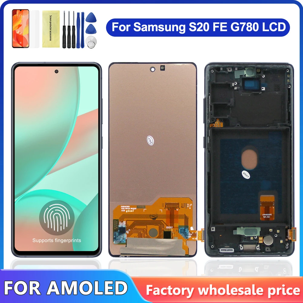 Pantalla táctil LCD AMOLED para Samsung S20 FE, piezas de repuesto de montaje, 6,5 pulgadas