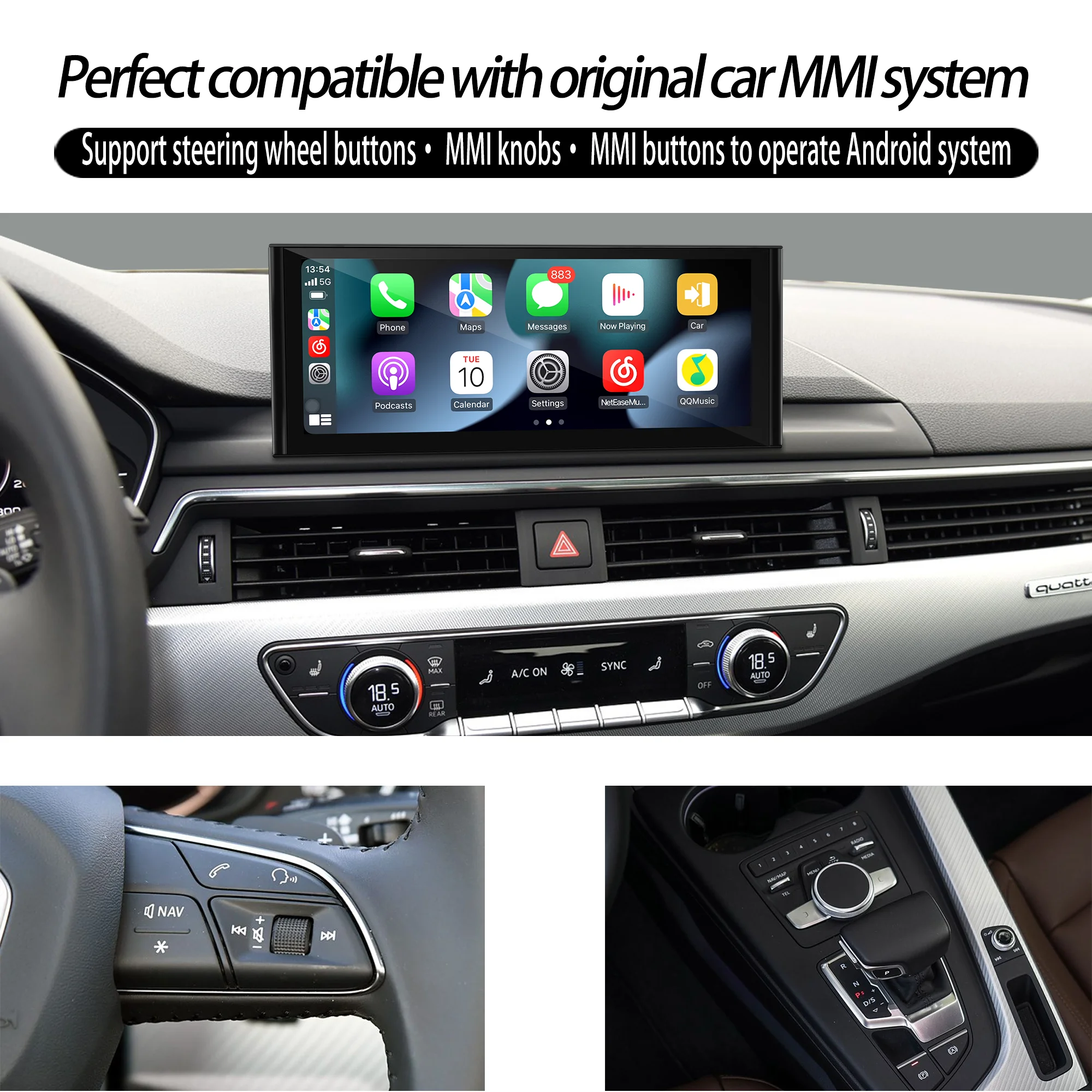 

Wit-up For Audi MIB2 A4 S4 RS4 A5 S5 RS5 10.25 Touch Screen Upgrade B9 8W F5 CarPlay Android Auto Android Apps Netflix Spotify