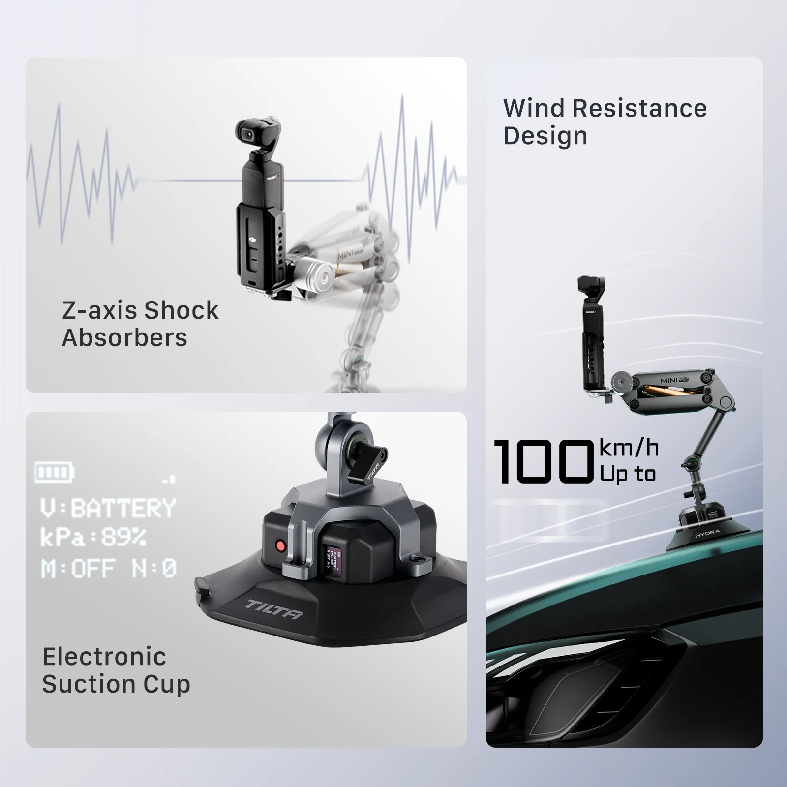 TILTA HDA-T15 Hydra Alien Mini Shock Absorbing Arm Car Shooting E-Suction Cup For DJI Osmo Pocket 4 Pocket 3 for Insta360 X4