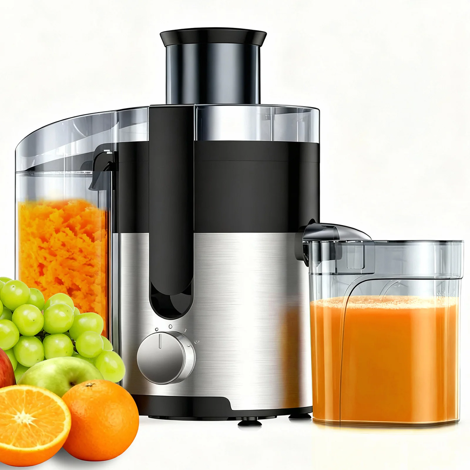 High-Speed Centrifugal Juicer Machine with 3" Wide Mouth Chute (Model MJE-1845A) – 20,000 RPM Stainless Steel Extractor with Multi-Speed Settings, Anti-Drip Spout & Easy-Clean Detachable Parts for Whole Fruits & Vegetables