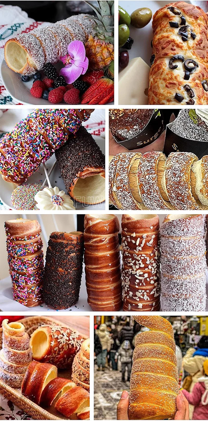 Gas 110V/220V Electric Chimney Cake Machine Donut Doughnut Ice Cream Cone Maker Hungary Trdelnik Chimney Bread Roll Machine