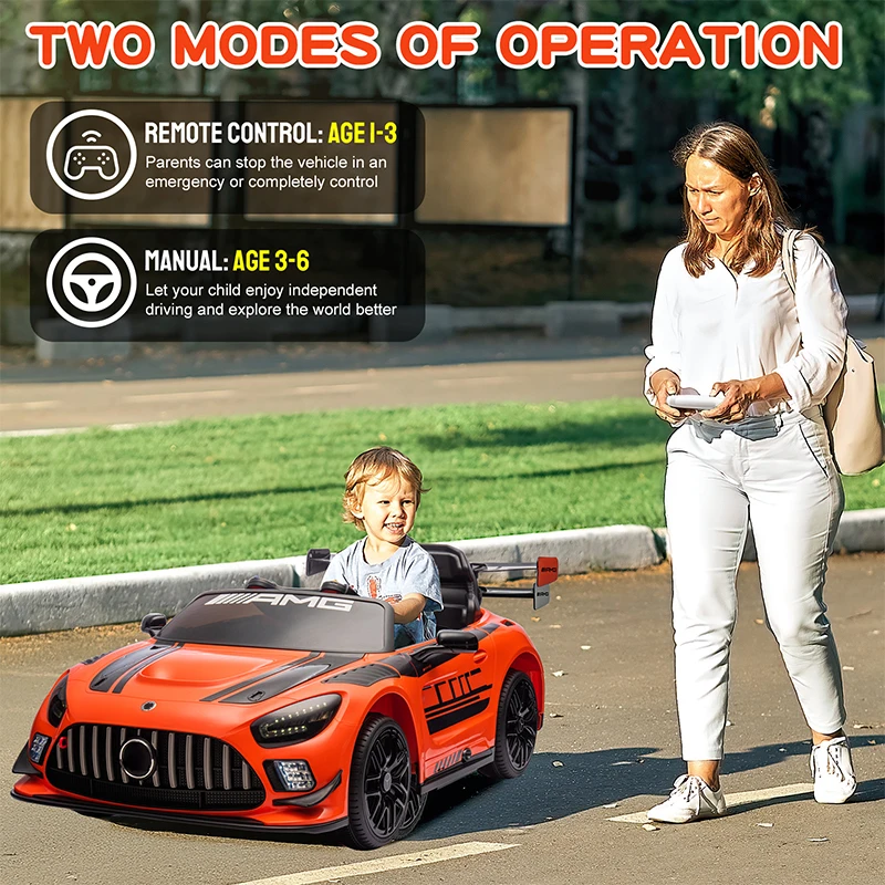 Coche de juguete de 12V con licencia AMG GT3, vehículo eléctrico para niños, coche de paseo con batería para niños, regalos con música de Control remoto