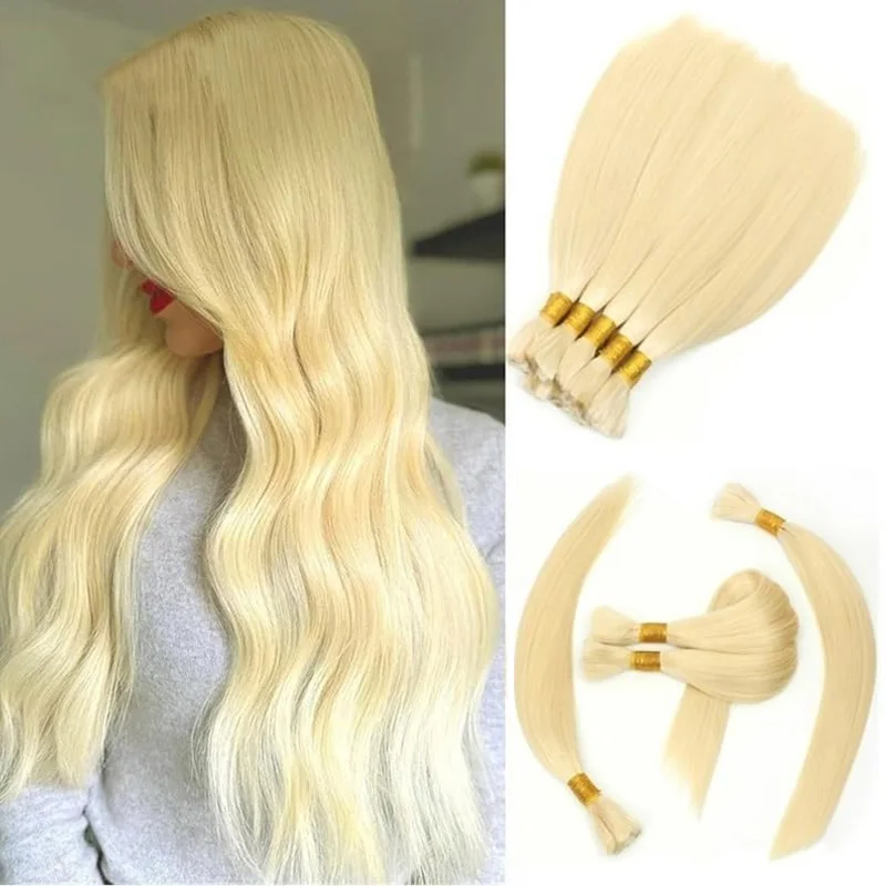 

# 613 Светлые плетеные волосы, прямые человеческие волосы для плетения без утка, объемные косы, наращивание человеческих волос для женщин, 16-26 дюймов