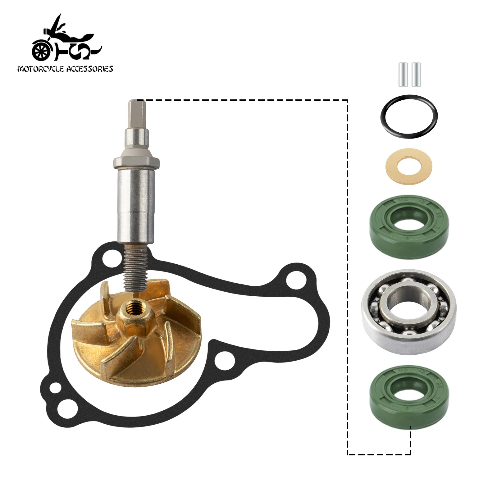 SJ Motorcycle Accessories 33D-12427-00-00 Water Pump Repair Kit For Yamaha YZ450F 2010-2013 With Impeller Driver Gasket Bearing view 3