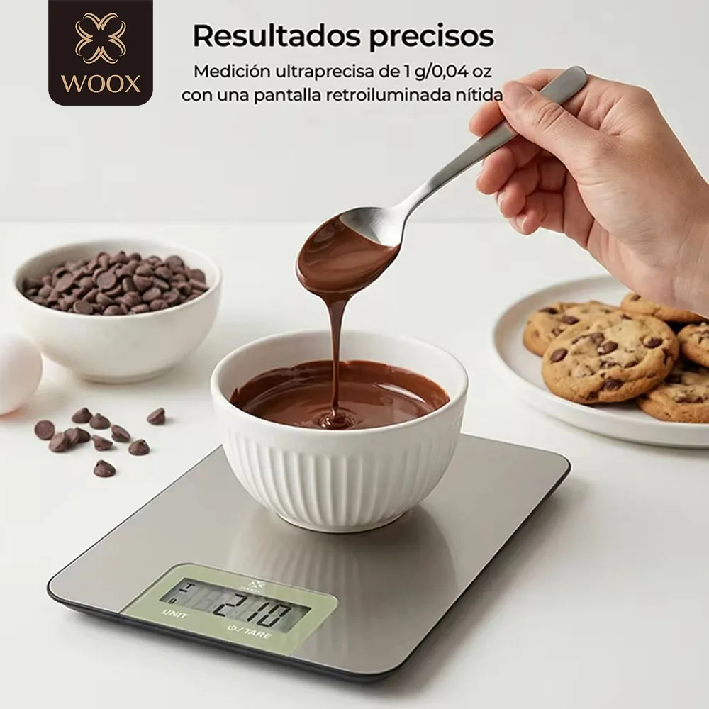 Balanza eléctrica de precisión para pesar alimentos,escala de 6kg/1g con pantalla digital,para pesar alimentos y aperitivos woox