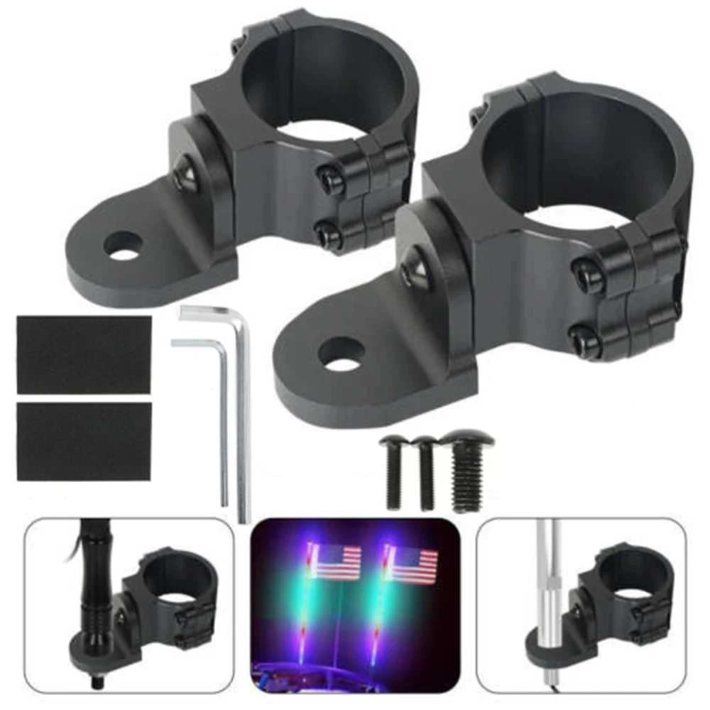 ATV UTV Flag Mount UTV LED Whip Light Mounts Led Antenna Brackets For 1.75"-2" ATV Roll Bar Cage RZR 900 1000 XP PRO Commander