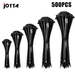 500PCS Self-Locked Nylon Cable Tie Black Plastic Wire Zip Ties Sets Fixed Binding