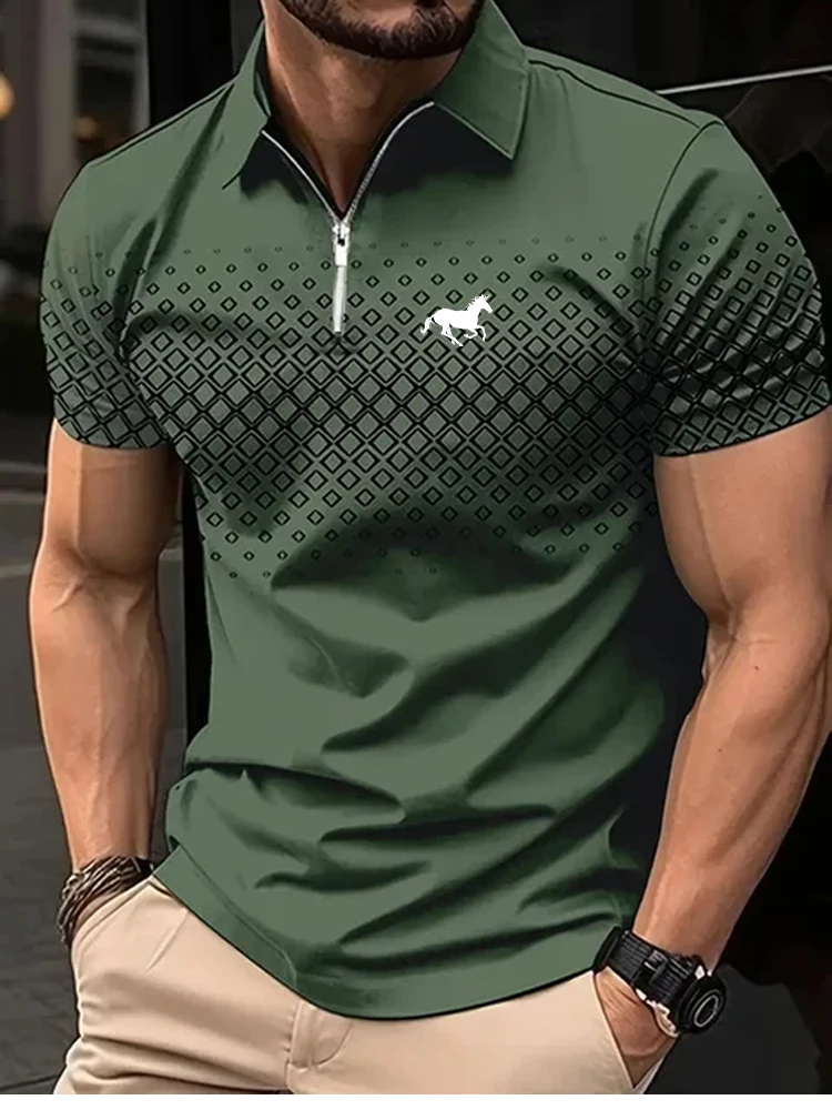 Men's 3D Print Polo Shirt Golf Polo Short Sleeve Polo Shirts Collar Business Casual Dailywear Sport Vacation Zipper 3D Print