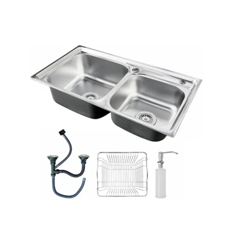 Cuba Gourmet Sink Double Silver Kitchen Stainless Steel C/Accessories 78x43 Brinovar