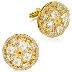 HAWSON Zircon Cufflinks for Men, French Shirt, Luxury Cufflinks, Wedding and Business Jewelry, Accessories