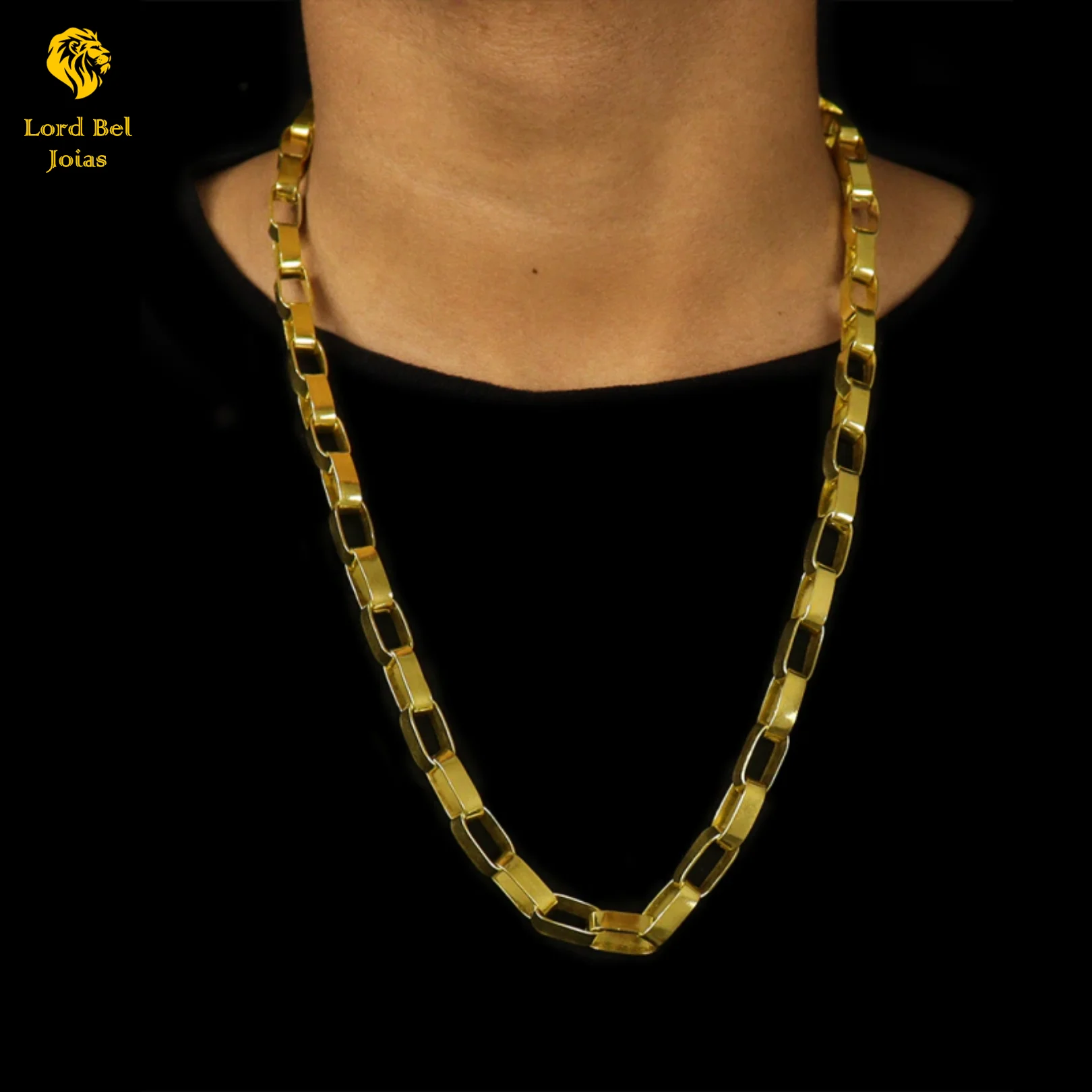 10mm Old Coin Brick Chain-Nordic Gold Shine 18K Eternal | Lord Bel Luxury Jewelry for Men