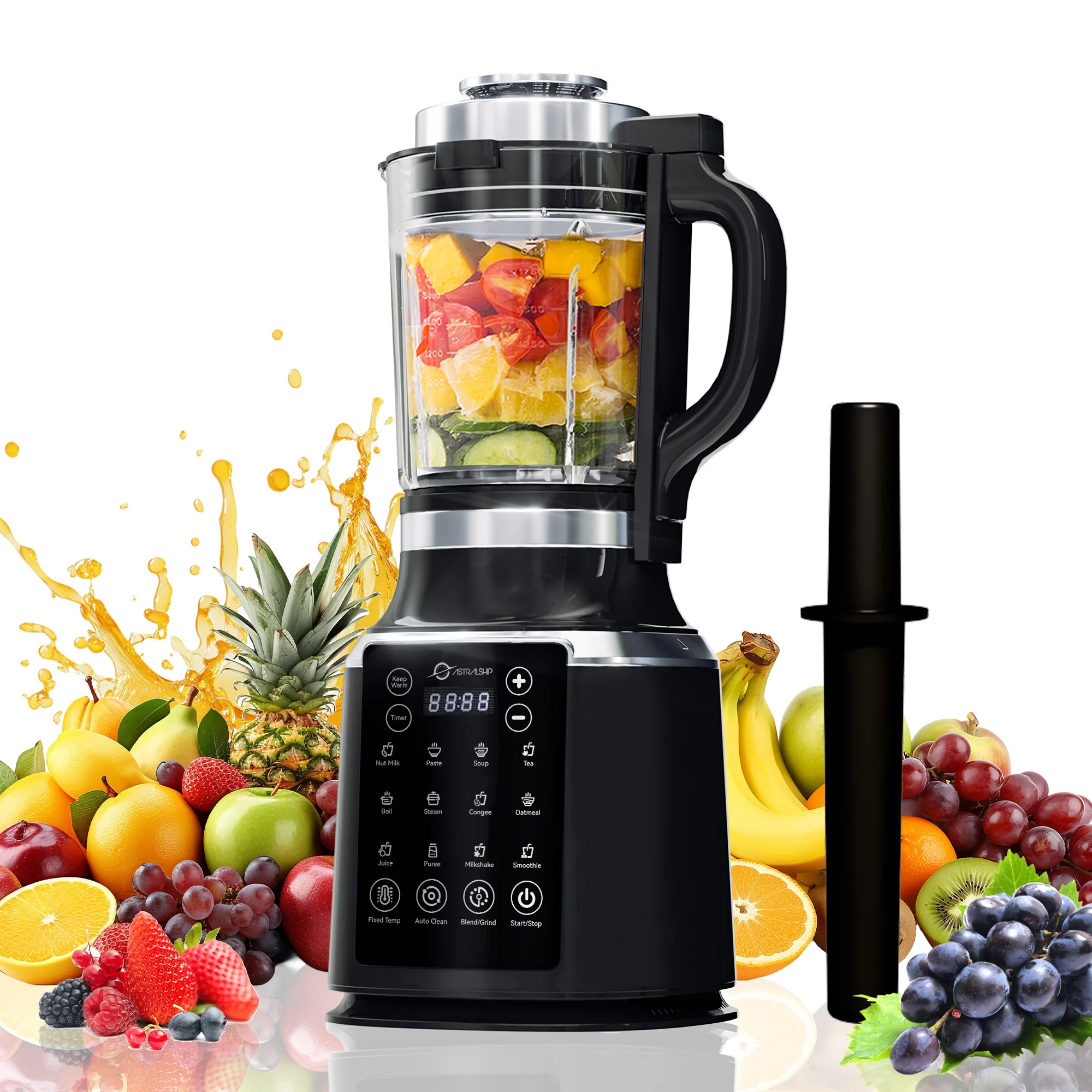 

Glass Blender with Tamper High-Speed Heating Blender–1500W Motor, 9 Adjustable Speeds, 14 Preset Programs, Glass Jar, Nut Milk