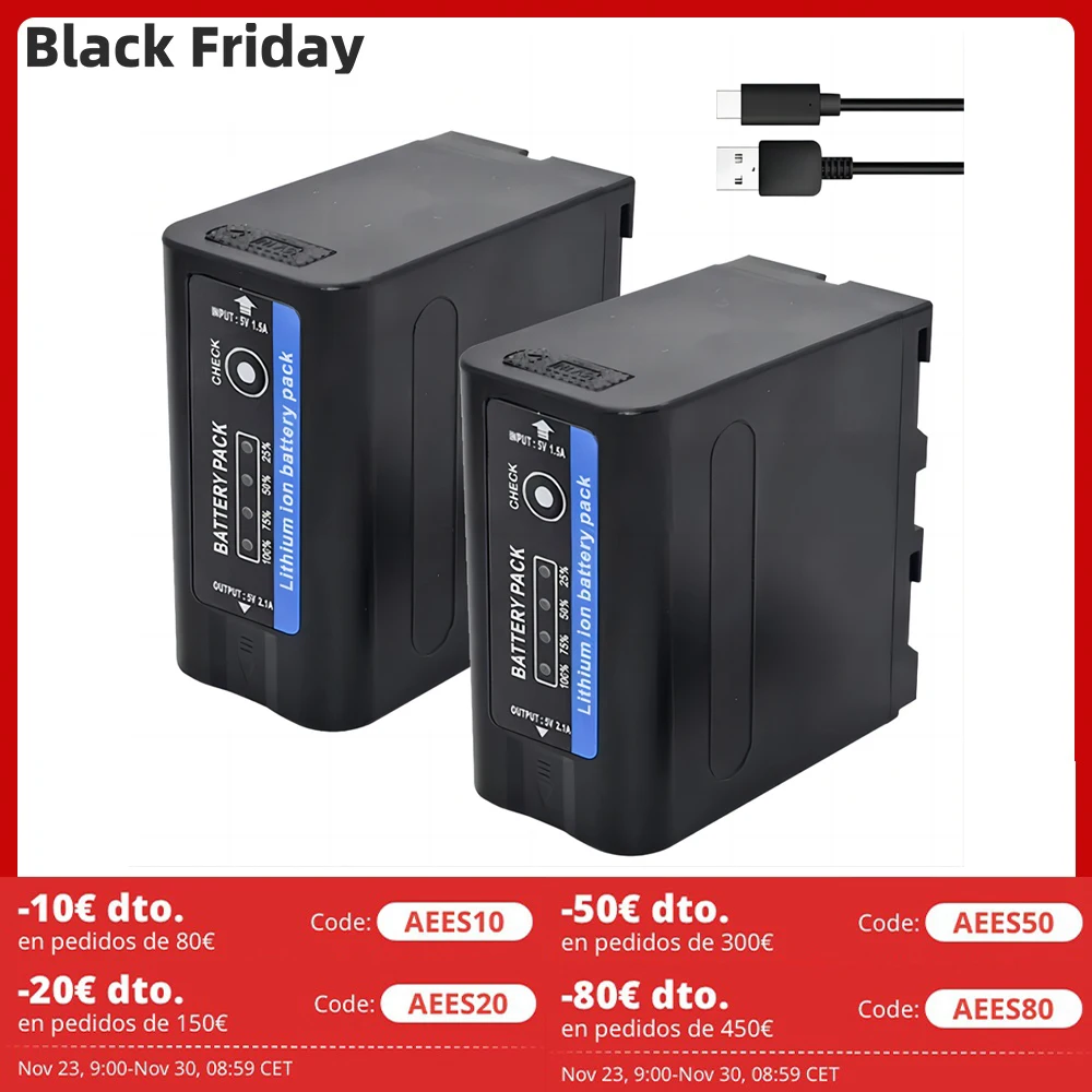 Batería de NP-F980 de 10000mAh para Sony, Pila de NP-F970 NP F960, F970, F960, F550, F570, QM91D, NP-F975, NP-F950, NP-F930, CCD-RV100