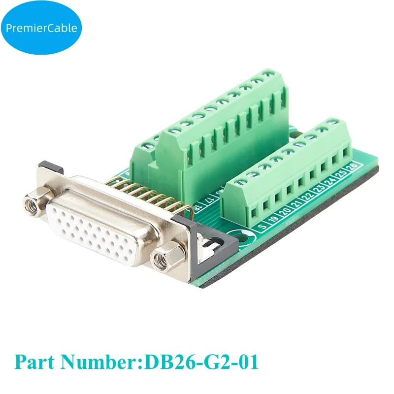 DB26 Screw Female Terminal Block Machining D-SUB 26Pin to Wiring Solderless Serial Signal Breakout Board Din Rail Mounting