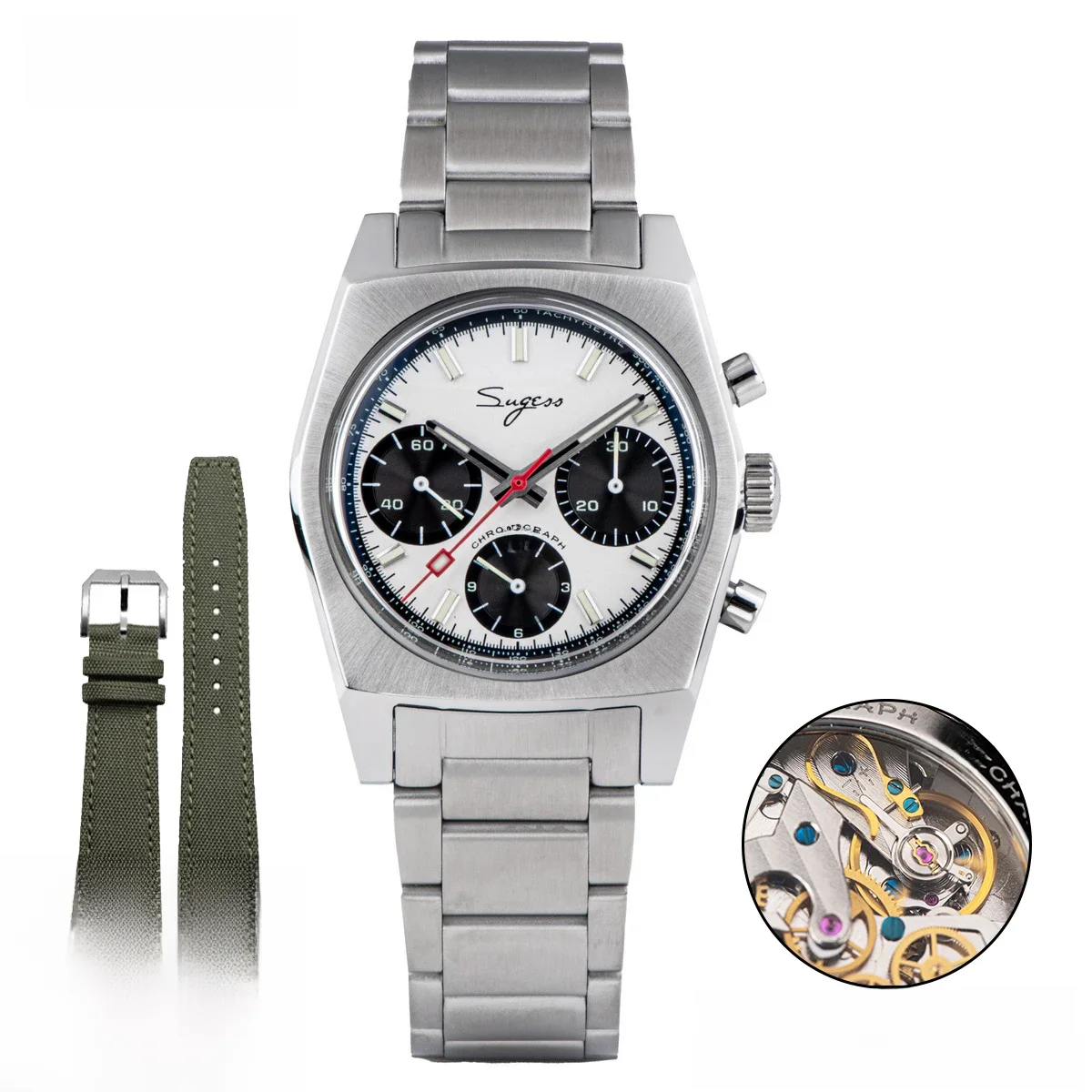 Sugess 37Mm Mannen Piloot Horloges Originele St19 Chronograaf Swanneck Mechanische Polshorloges Dome Saffier Crystal Force Leger 2024 - afbeelding 2