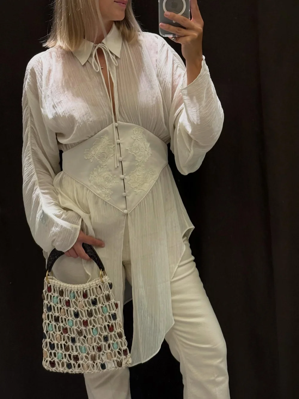 Elegantes Slim-Fit Hemdkleid mit Taillenbund für Damen, Sexy Umlegekragen Langarm-Oberteil, Asymmetrische Bluse Streetwear